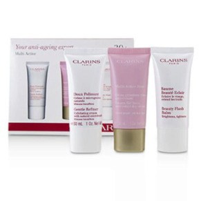 Clarins - Multi-Active 30+ Anti-Ageing Skincare Set: Gentle Refiner 30ml + Multi-Active Day Cream 30ml + Beauty Flash Balm 30ml  3pcs