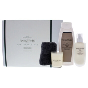 Aromaworks Mens Indulgence Set by Aromaworks for Men - 4 Pc Set 3.4oz Calming AfterShave Lotion, 10.55oz Calming Body Wash 2.6oz Yang Candle, Slate Gray Flanel