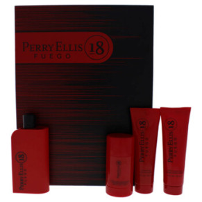 Perry Ellis 18 Fuego by Perry Ellis for Men - 4 Pc Gift Set 3.4oz EDT Spray, 3oz Shower Gel, 3oz After Shave Balm, 2.75oz Deodrant Stick